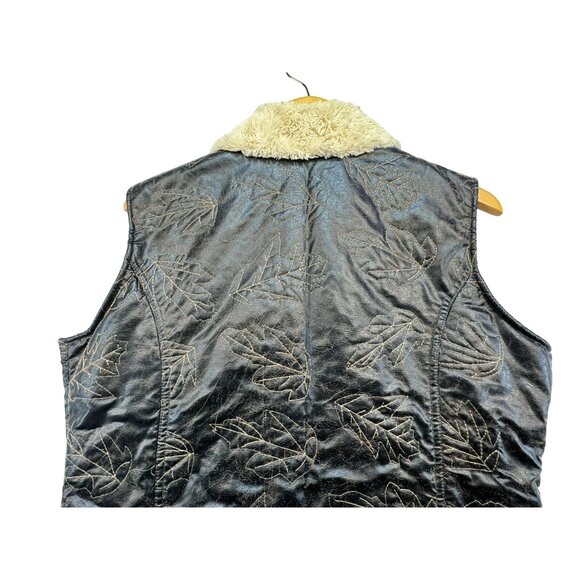 Woolrich Womens Outdoor Faux Leather Sherpa Lined Vest Medium Brown Leaf - Picture 13 of 13